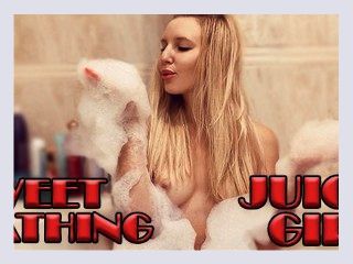 Juicy Blonde Passionately Masturbates Pussy In The Bathroom to Powerful Orgasm