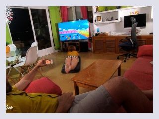 My gamer stepsister catches me filming her pussy while she plays fall guys   Cherry Lips 4k