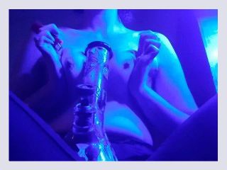 Stoner Babe Smokes Bong and Plays with Tits in Grow Room
