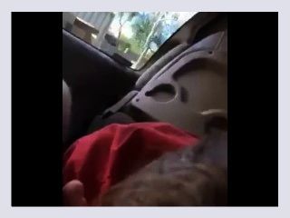 White whore sucking  dick and getting fucked in back of car