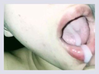 She loves cum in mouth super slow mouth POV