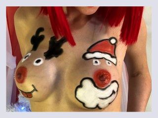 Paint my Tits Santa rate my first christmas body art Body Painting