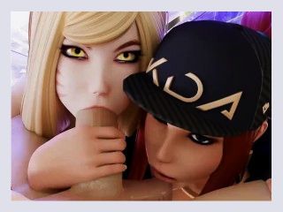 Ahri and Akali Duo Blowjob KDA League of Legends Animation 456