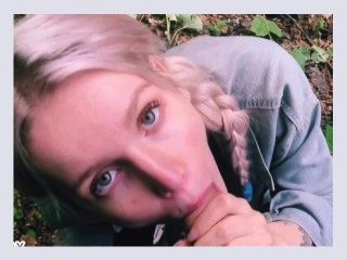 Schoolgirl sloppy POV blowjob on nature cums on mouth