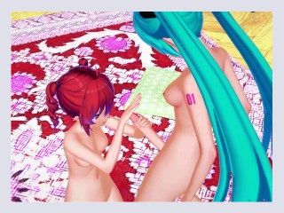 Vocaloid Futa Hatsune Miku x Kasane Teto Hentai