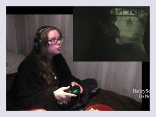 BBW Gamer Girl Drinks and Eats While Playing Resident Evil 2 Part 14