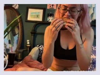 No Nut November Challenge   no makeup girl eats giant hamburger 5d9