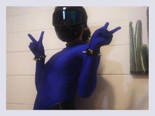Zentai Hotness with Sexy Asian Domme Dance and light rubbing