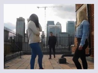 Blowjob threesome on rooftop in london