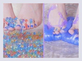 Footfetish teen girl play w orbeez and slime after school Sia Siberia