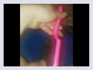 Big hairbrush in pussy bristle side up 