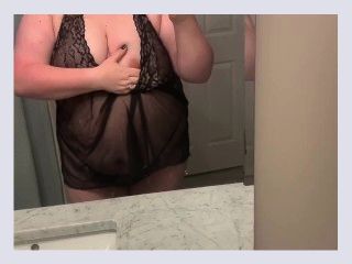Horny BBW dressing up for daddy in lingerie