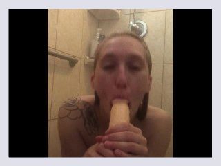 Homemade POV Dildo Shower Masturbation