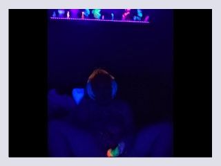 Loud moaning whimpering orgasm on a glowing alien cock under blacklight