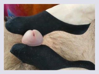 Sockjob with the most voted pair Black Peds Cum inside sock