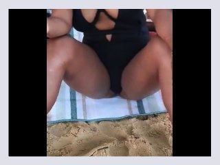 Thick Booty Latina in a Reveling Swimsuit Caught Changing Clothes on a Public Beach   Candid