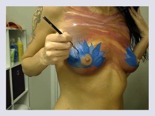 My First Time Body Paiting with Gentle Touch and Romantic Music