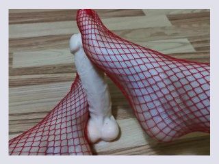 8 Inch Dildo FootJob Red Stockings Red Toes Homemade