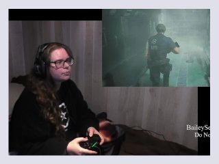 BBW Gamer Girl Drinks and Eats While Playing Resident Evil 2 Part 15