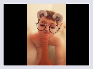 Femboy Plays With Dildo In Bath and Leaks Cum PREVIEW
