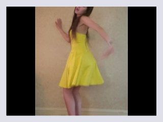 Dance and Strip from yellow dress and heels to Bad Idea by Ariana Grande