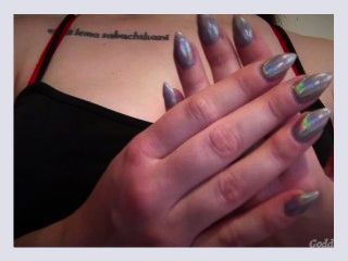 Shiny Manicure ASMR Tapping and Lotion Rubbing On Slender Hands 91d