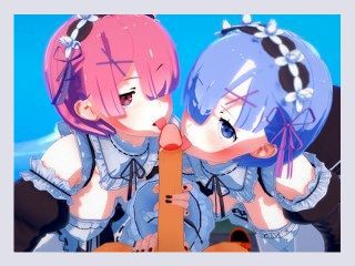Re Zero THREESOME with Rem and Ram 3D Hentai