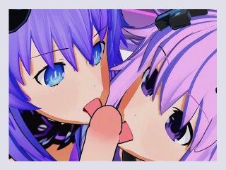 Hyperdimension Neptunia   Futa Purple StepSister X Purple Heart and StepAdult Neptune Threesome Hent