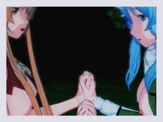 Sword Art Online   Asuna X Sinon 3D Hentai Threesome