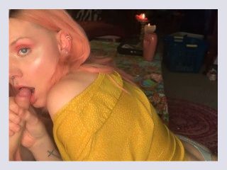 Pink hair Cock Sucking Makeup And Toys