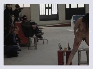 The Perfect Human   performance art by Rosario Gallardo naked in public