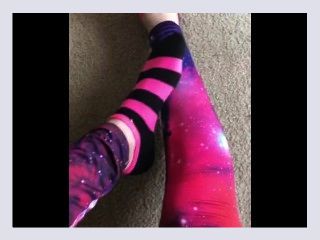 Galaxy Leggings with Pink Striped socks