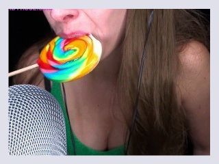Rose licking sucking lollipop ASMR sounds mouth fetish