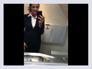 Kinky amateur stewardess playing with her tight pussy and having multiple orgasm