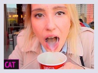 4k Public Agent   18 Babe Suck Dick in Toilet Wendis and Drink Coffe with Cum  Kiss Cat