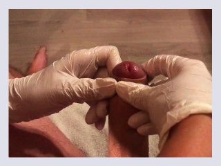 Wife in doctor gloves gives best sloppy handjob with cum blast b9b