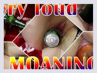 Compilation of loud moaning and huge object insertion fuck