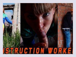 Sport girl was caught by a Construction worker when she masturbated