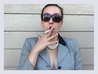 Sexy Businesswoman in Sunglasses Smoking White Filter 100   French Manicure