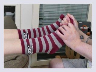 Footfetish foot massage with socks and without socks