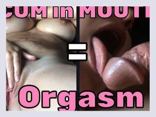 Horny MILF masturbates and tastes cock has orgasm during cum in open mouth
