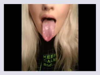 Super long drooly wet tongue