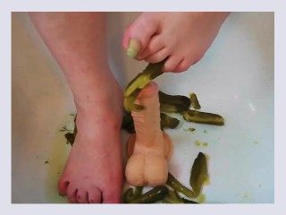 Fun with pickled cucumber and dildo