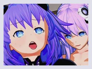 Hyperdimension Neptunia   Futanari Purple Sister X Purple Heart 3D Hentai