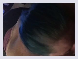 Pawg with blue hair sucks and fucks
