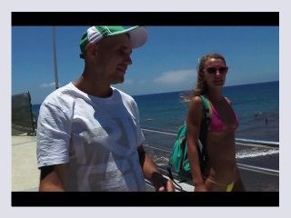 TRAVEL SHOW with Sasha Bikeyeva in a micro bikini Canarias beaches Part 2