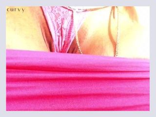 Pink little g string and pussy play in your face with blonde Carlycurvy 