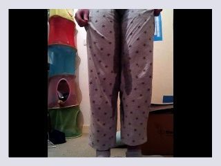 FTM Pee Dancing and Desperately Wetting Grey Pajama Pants