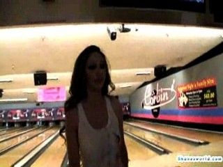 Cute busty chicks not only bowl together