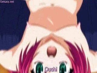 Anime with small tits gets rammed